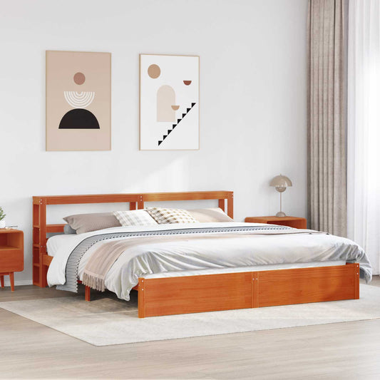 Rám Postele Voskově Hnědá 180 X 200 Cm Masivní Borovicové Dřevo