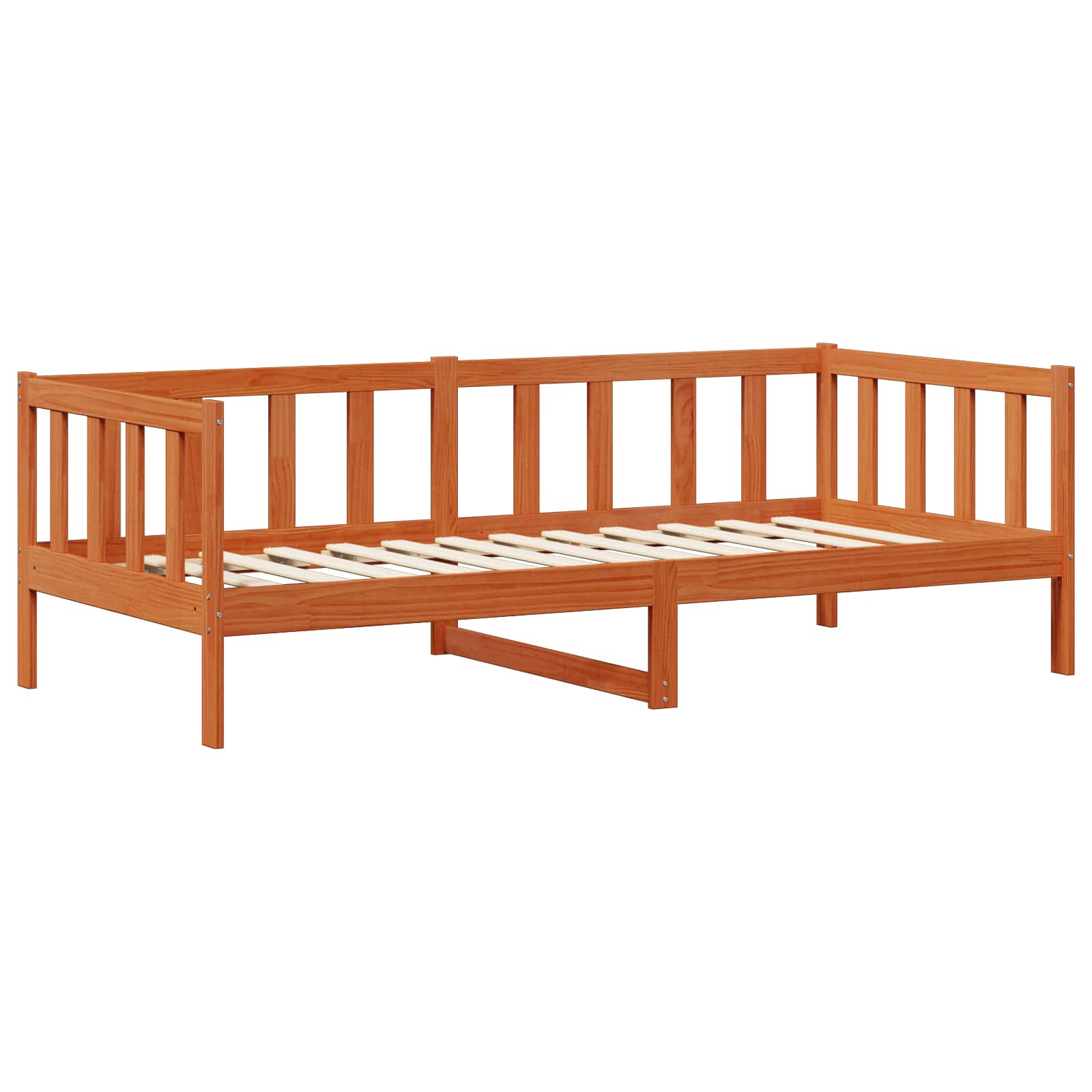 Denní Postel S Matrací S Čelo Voskově Hnědá A Bílá 90 X 200 Cm