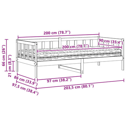 Denní Postel S Matrací S Čelo Voskově Hnědá A Bílá 90 X 200 Cm