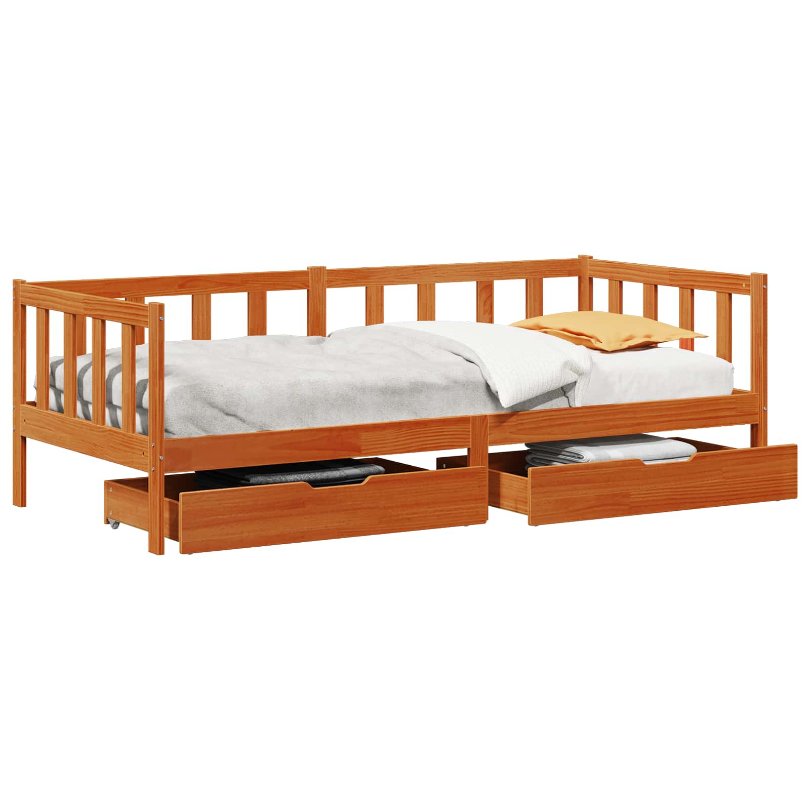 Daybed Se Zásuvkou 3 Ks Voskově Hnědá Masivní Borovicové Dřevo