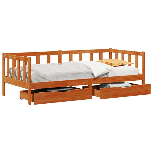 Daybed Se Zásuvkou 3 Ks Voskově Hnědá Masivní Borovicové Dřevo