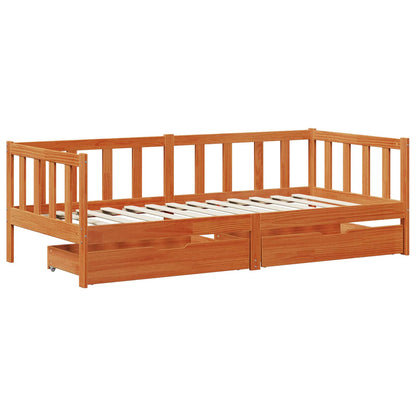 Daybed Se Zásuvkou 3 Ks Voskově Hnědá Masivní Borovicové Dřevo