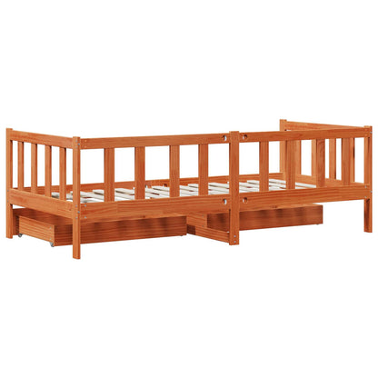 Daybed Se Zásuvkou 3 Ks Voskově Hnědá Masivní Borovicové Dřevo