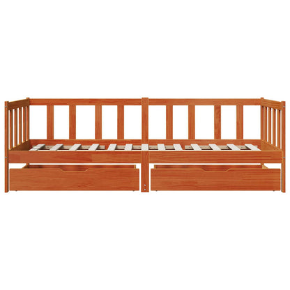 Daybed Se Zásuvkou 3 Ks Voskově Hnědá Masivní Borovicové Dřevo