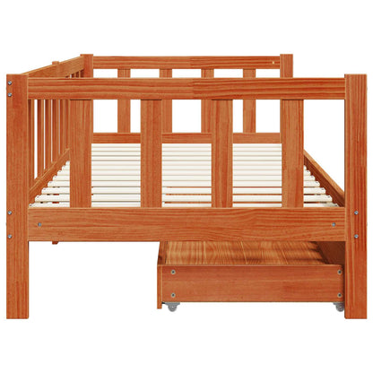 Daybed Se Zásuvkou 3 Ks Voskově Hnědá Masivní Borovicové Dřevo