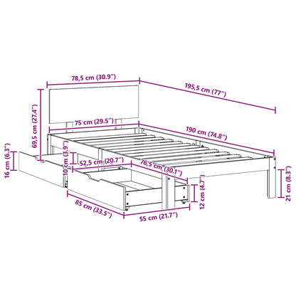 Rám Postele Voskově Hnědá 70 X 190 Cm Masivní Borovicové Dřevo