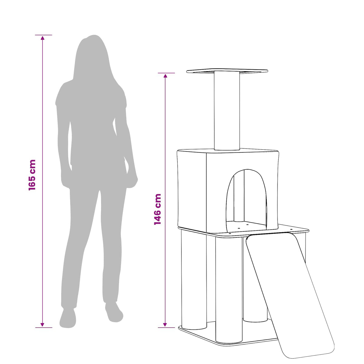 Kočičí Strom Se Škrabacími Sloupky Sisal 146 Cm