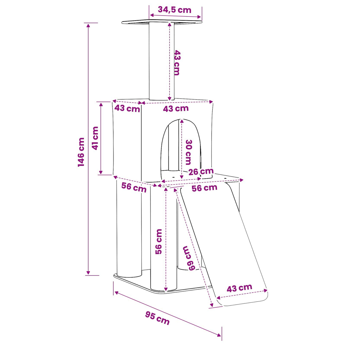 Kočičí Strom Se Škrabacími Sloupky Sisal 146 Cm