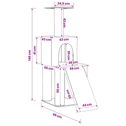 Kočičí Strom Se Škrabacími Sloupky Sisal 146 Cm