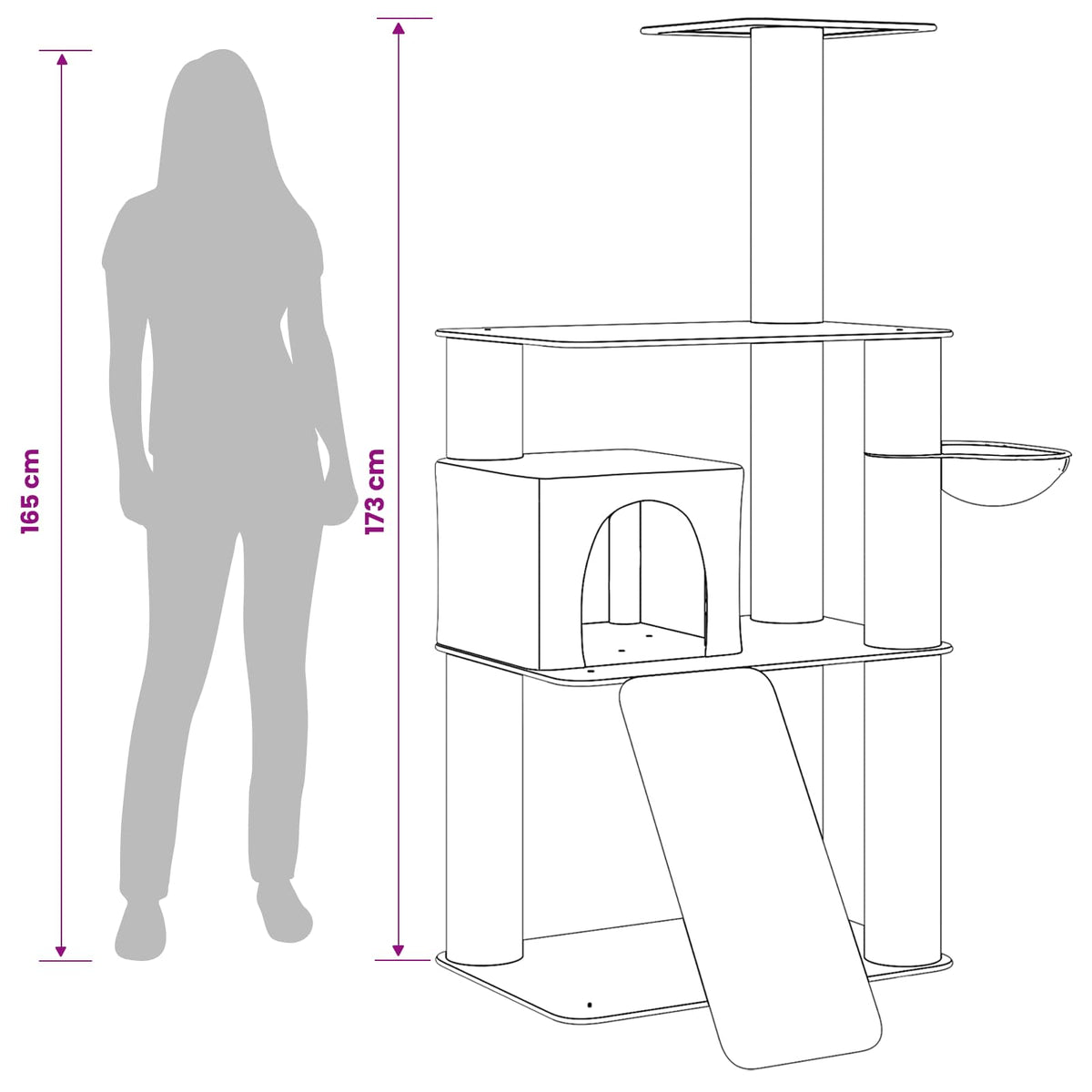 Kočičí Strom Se Škrabacími Sloupky Sisal 173 Cm