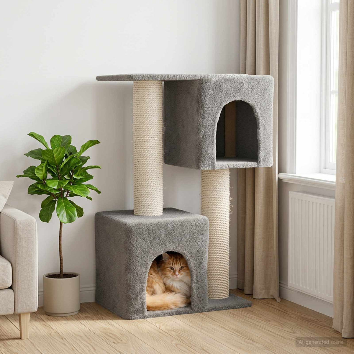 Kočičí Strom Se Škrabacími Sloupky Sisal 114 Cm