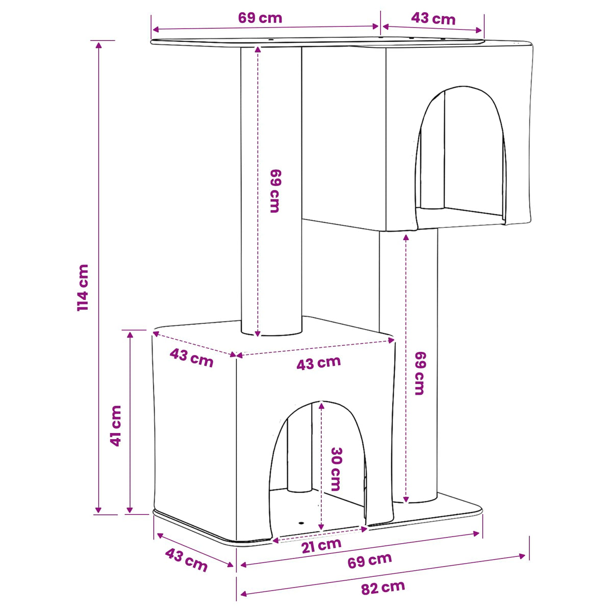 Kočičí Strom Se Škrabacími Sloupky Sisal 114 Cm