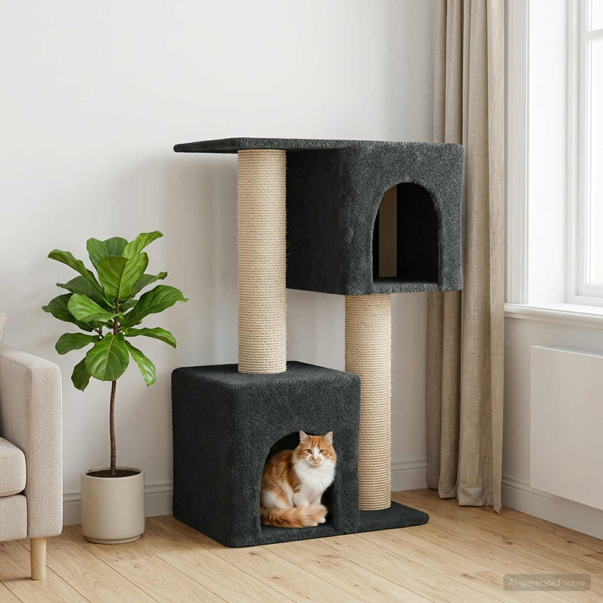 Kočičí Strom Se Škrabacími Sloupky Sisal 114 Cm
