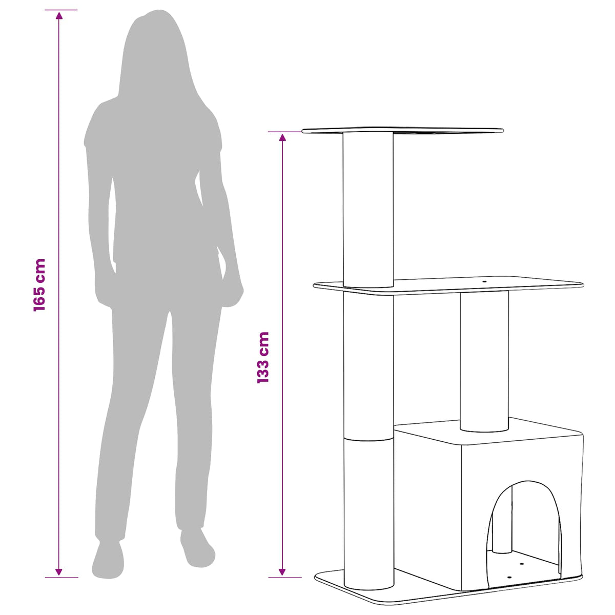 Kočičí Strom Se Škrabacími Sloupky Sisal 133 Cm
