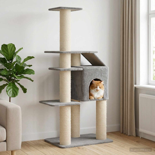Kočičí Strom Se Škrabacími Sloupky Sisal 183 Cm