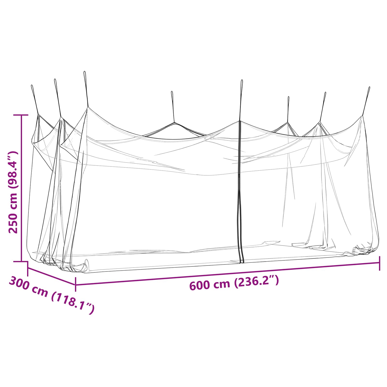 Zahradní Moskytiéra 156 Síťovina Černá 3 X 6 X 2,5 M Polyester