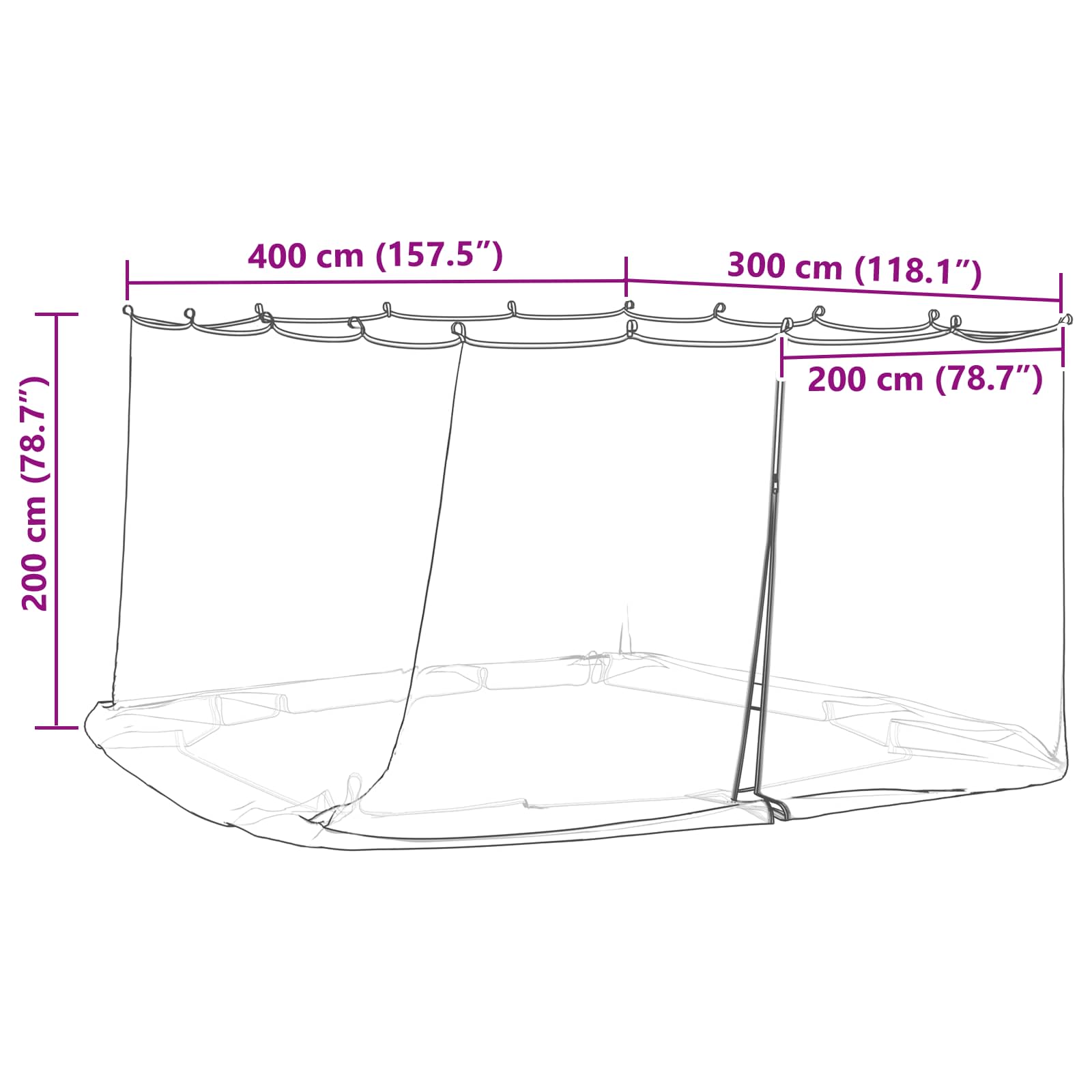 Moskytiéra Pro Altán 220 Mesh Bílá 4 X 3 X 2 Cm Polyester