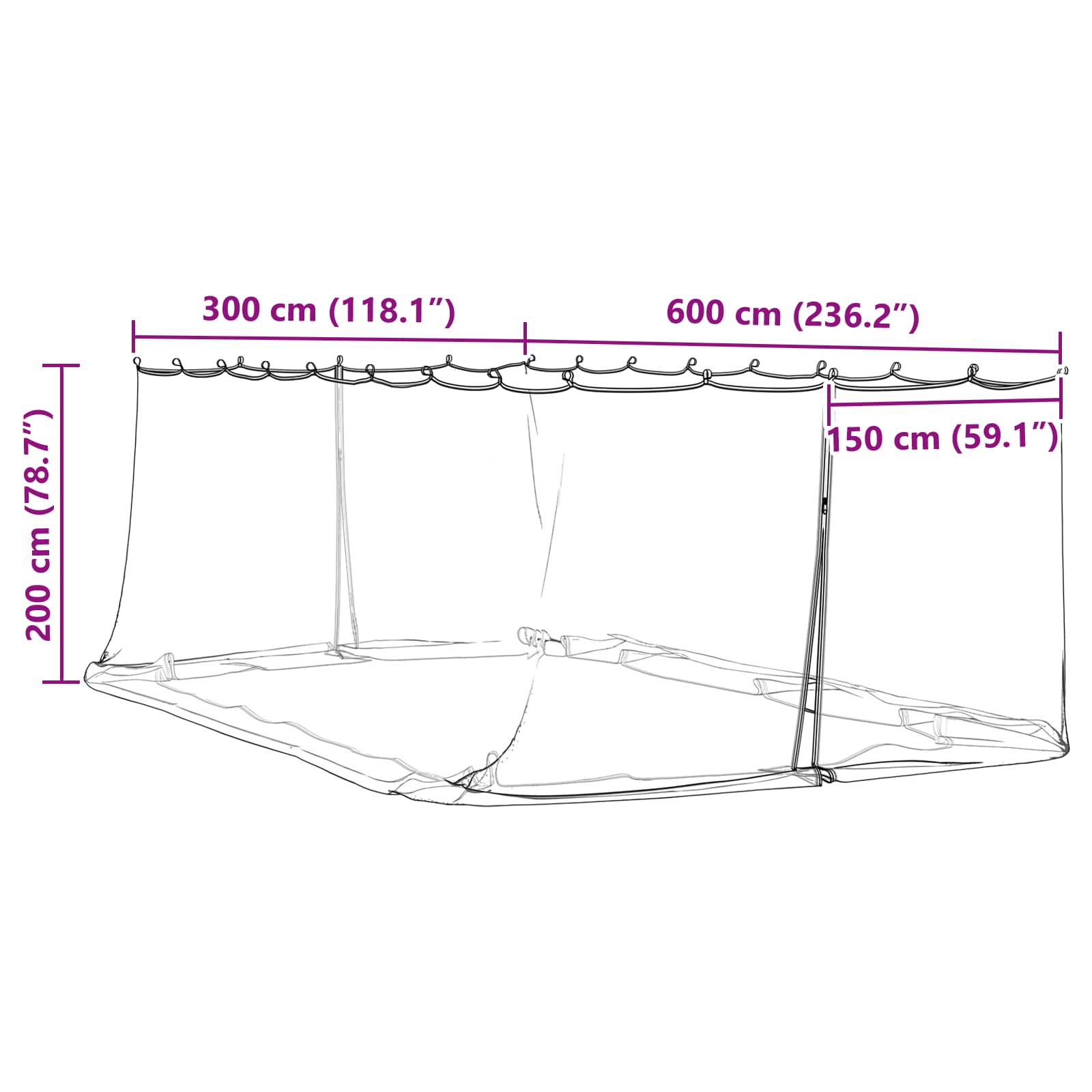 Moskytiéra Pro Altán 220 Mesh Bílá 6 X 3 X 2 M Polyester