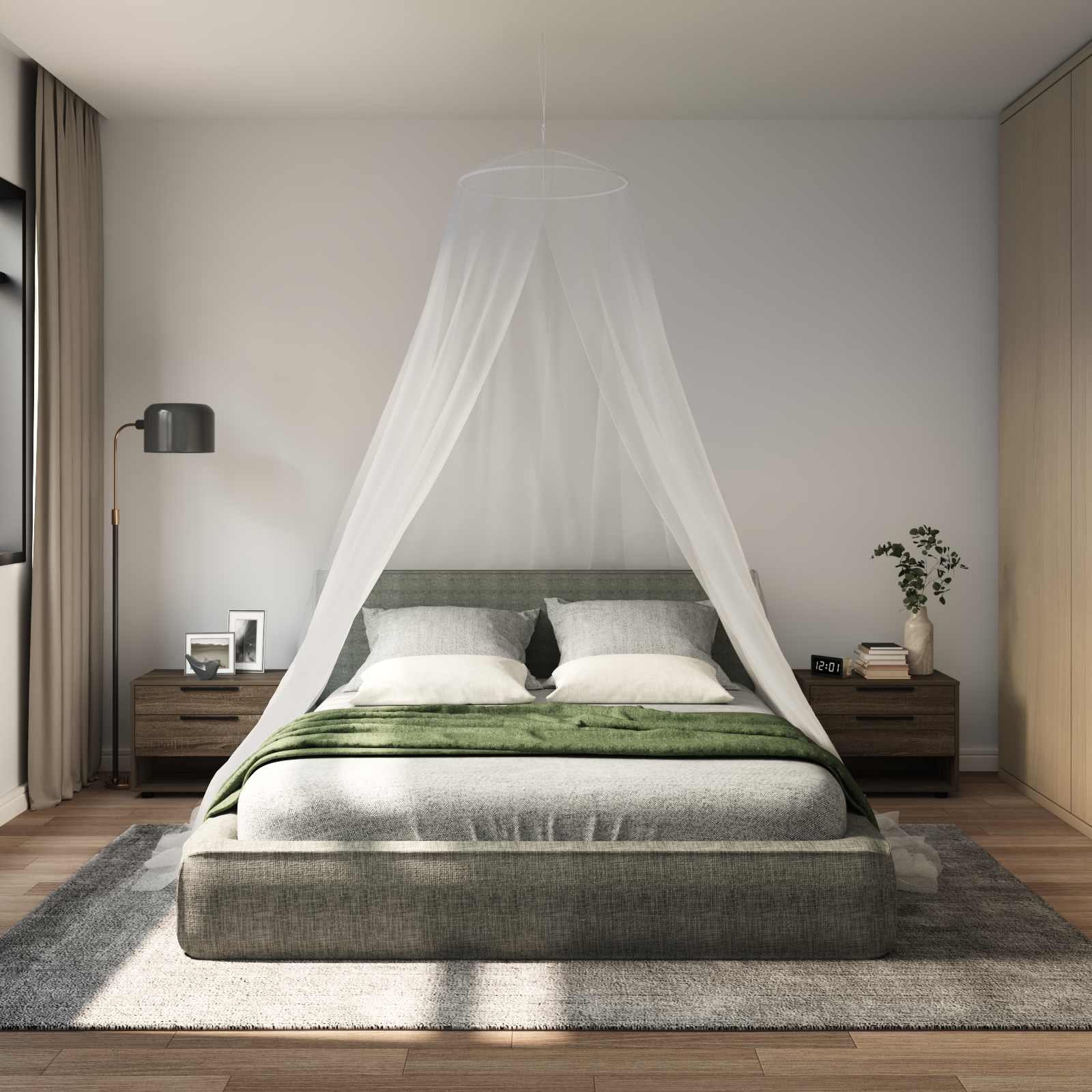 Moskytiéra Na Postel 3 Ks 156 Mesh Bílá ⌀56 X 220 Cm Polyester