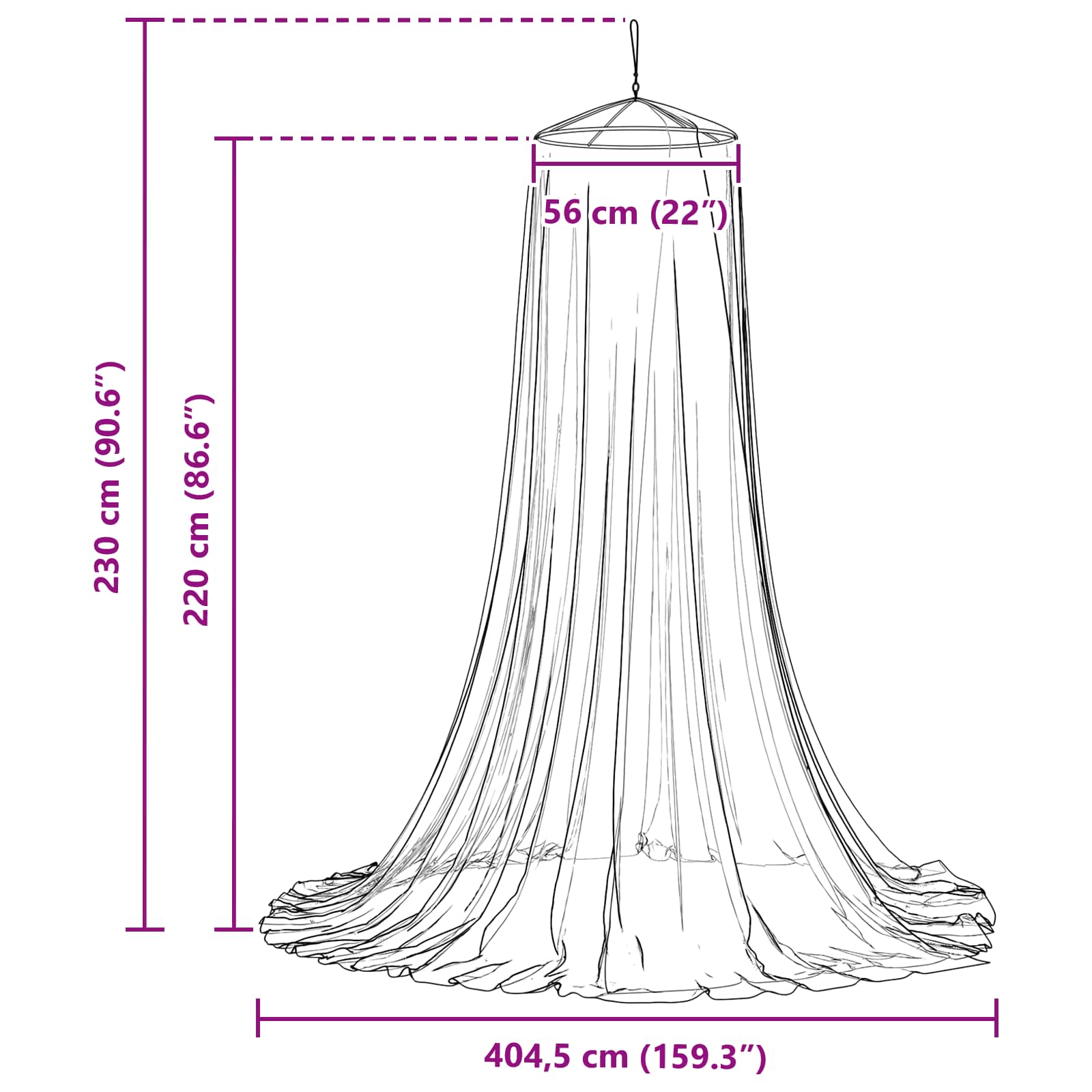 Moskytiéra Na Postel 3 Ks 156 Mesh Bílá ⌀56 X 220 Cm Polyester