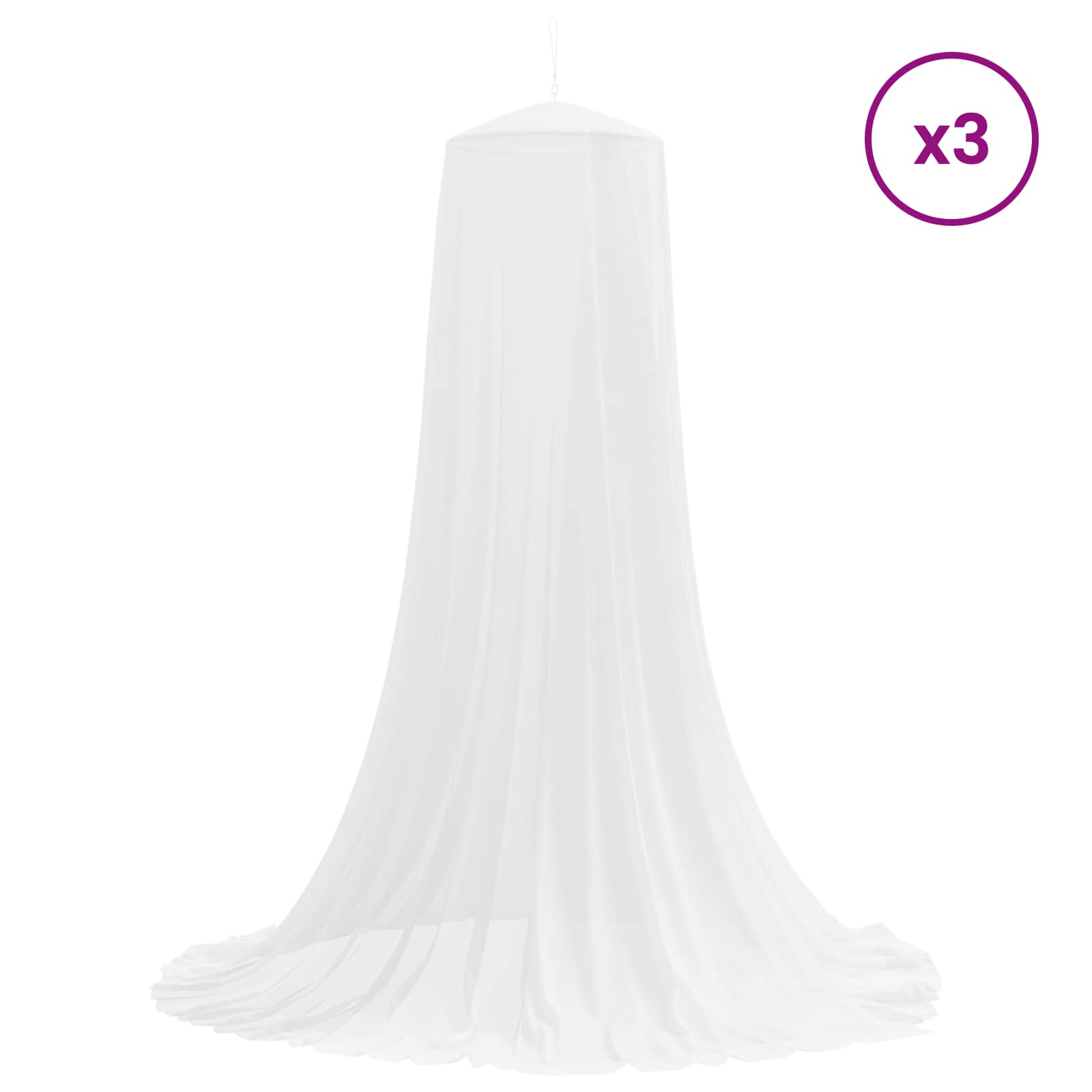 Moskytiéra Na Postel 3 Ks 156 Mesh Bílá ⌀56 X 220 Cm Polyester