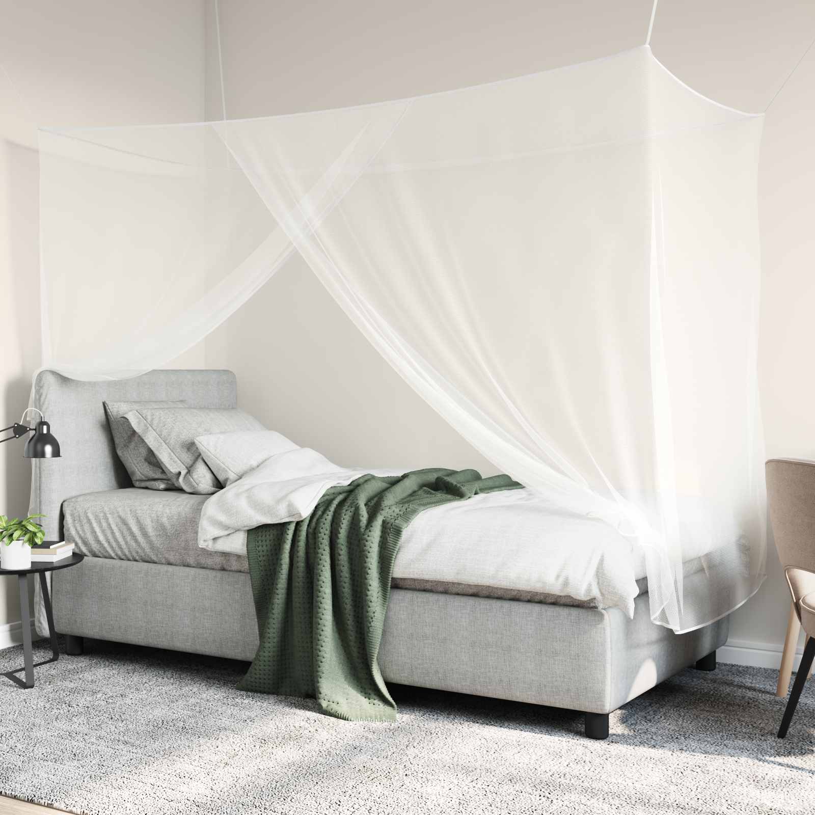 Mosquito Net Pro Postel 156 Síť 3 Ks Bílá 220 X 120 X 150 Cm