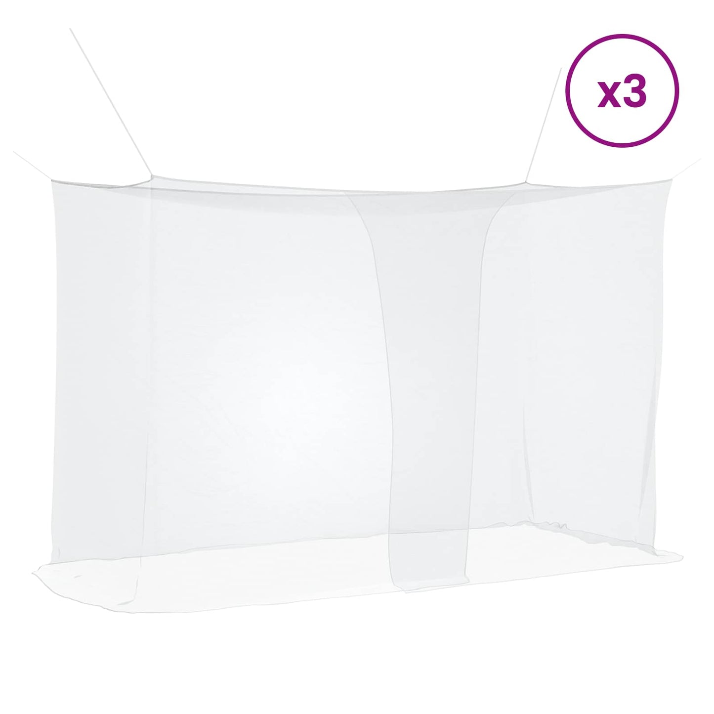 Mosquito Net Pro Postel 156 Síť 3 Ks Bílá 220 X 120 X 150 Cm