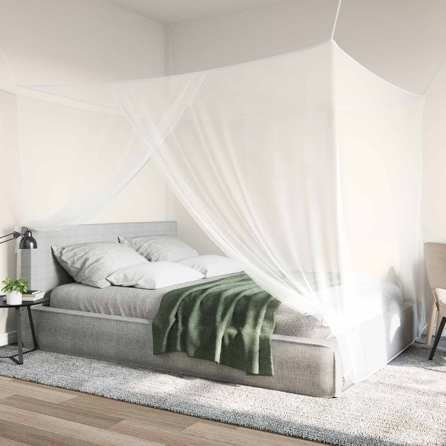 Mosquito Net Pro Postel 156 Síť 3 Ks Bílá 220 X 200 X 210 Cm