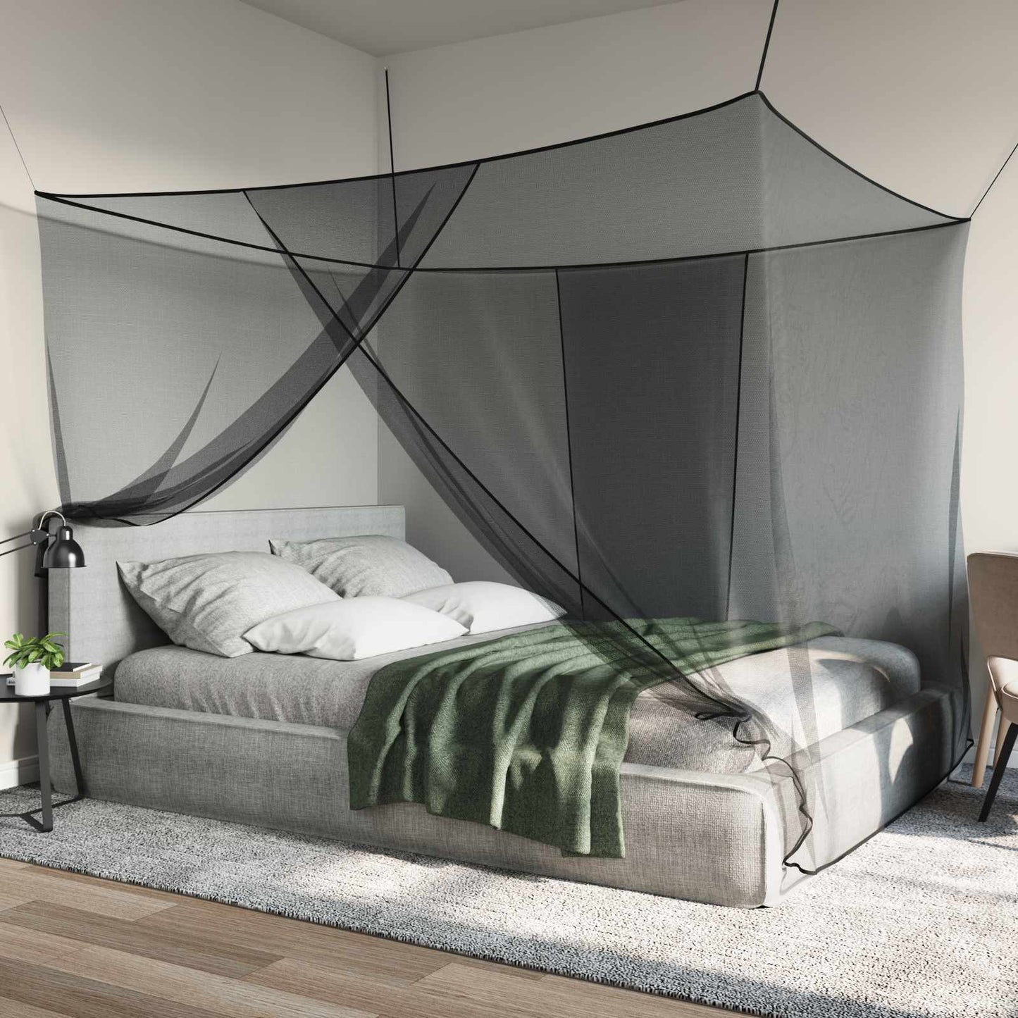 Mosquito Net Pro Postel 156 Síť Černá 220 X 150 X 180 Cm