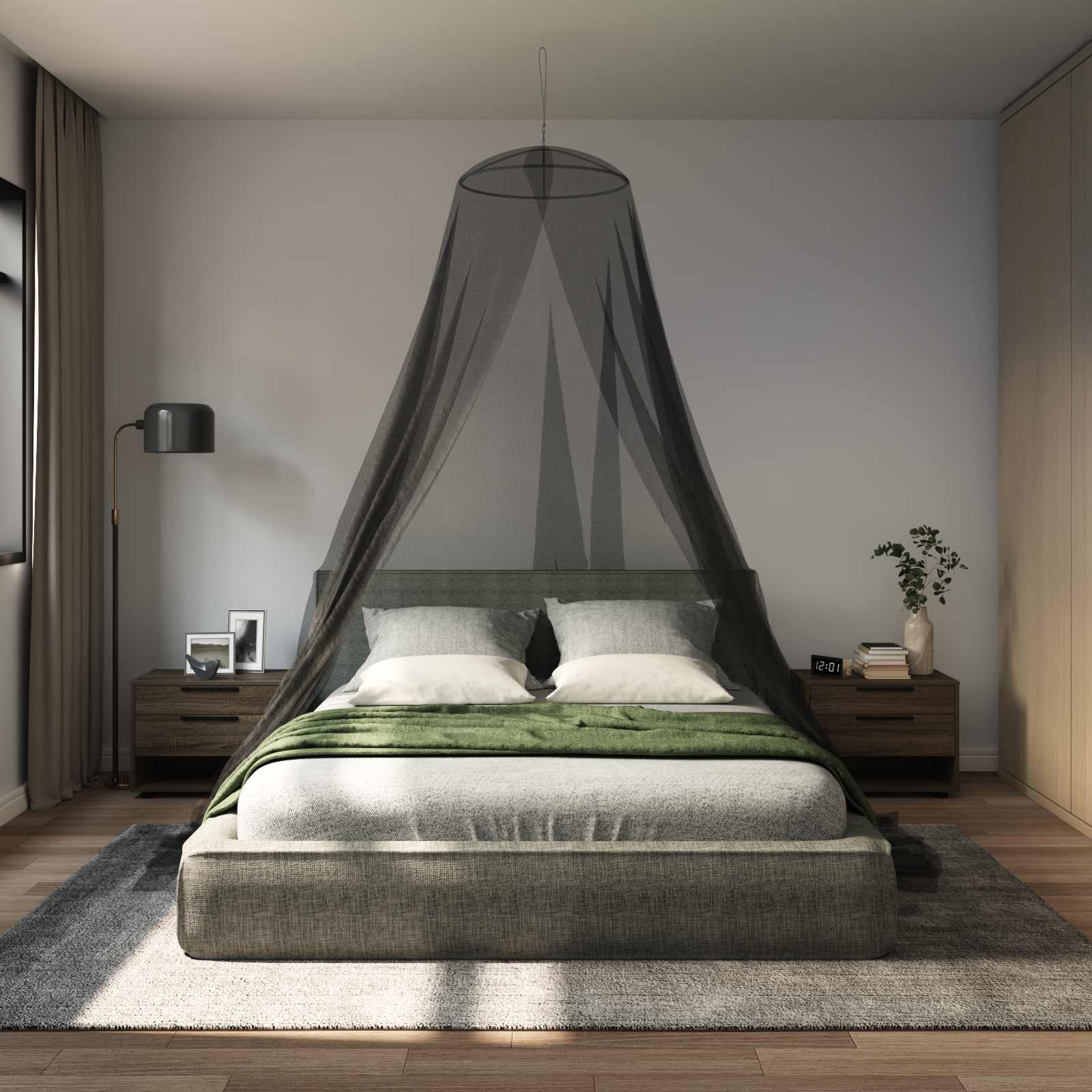 Moskytiéra Na Postel 3 Ks 156 Mesh Černá ⌀56 X 220 Cm Polyester