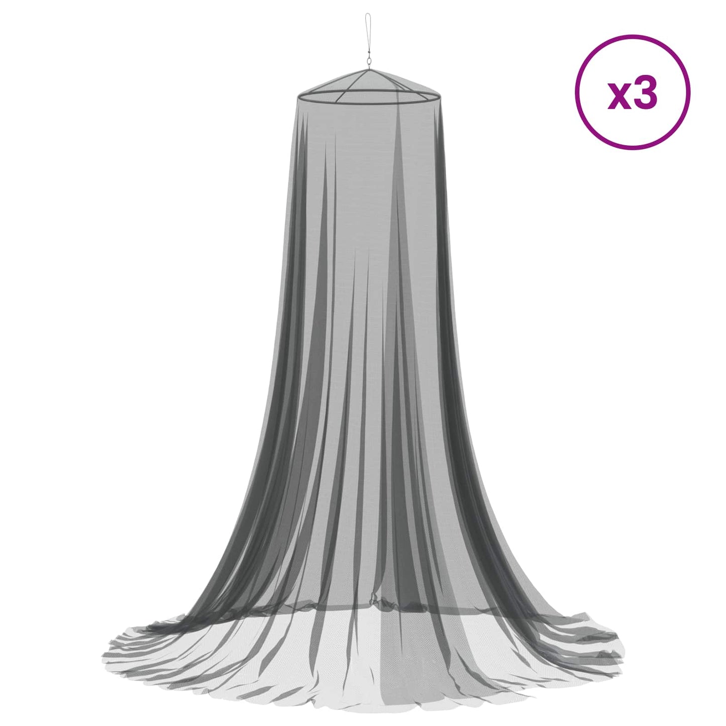 Moskytiéra Na Postel 3 Ks 156 Mesh Černá ⌀56 X 220 Cm Polyester