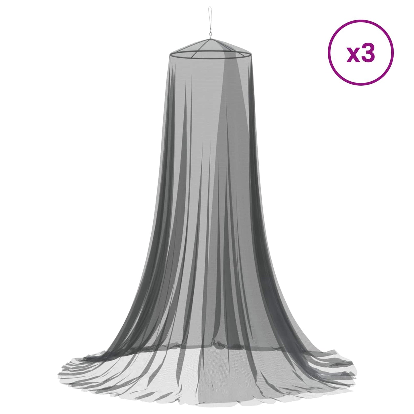 Moskytiéra Na Postel 3 Ks 156 Mesh Černá ⌀56 X 220 Cm Polyester