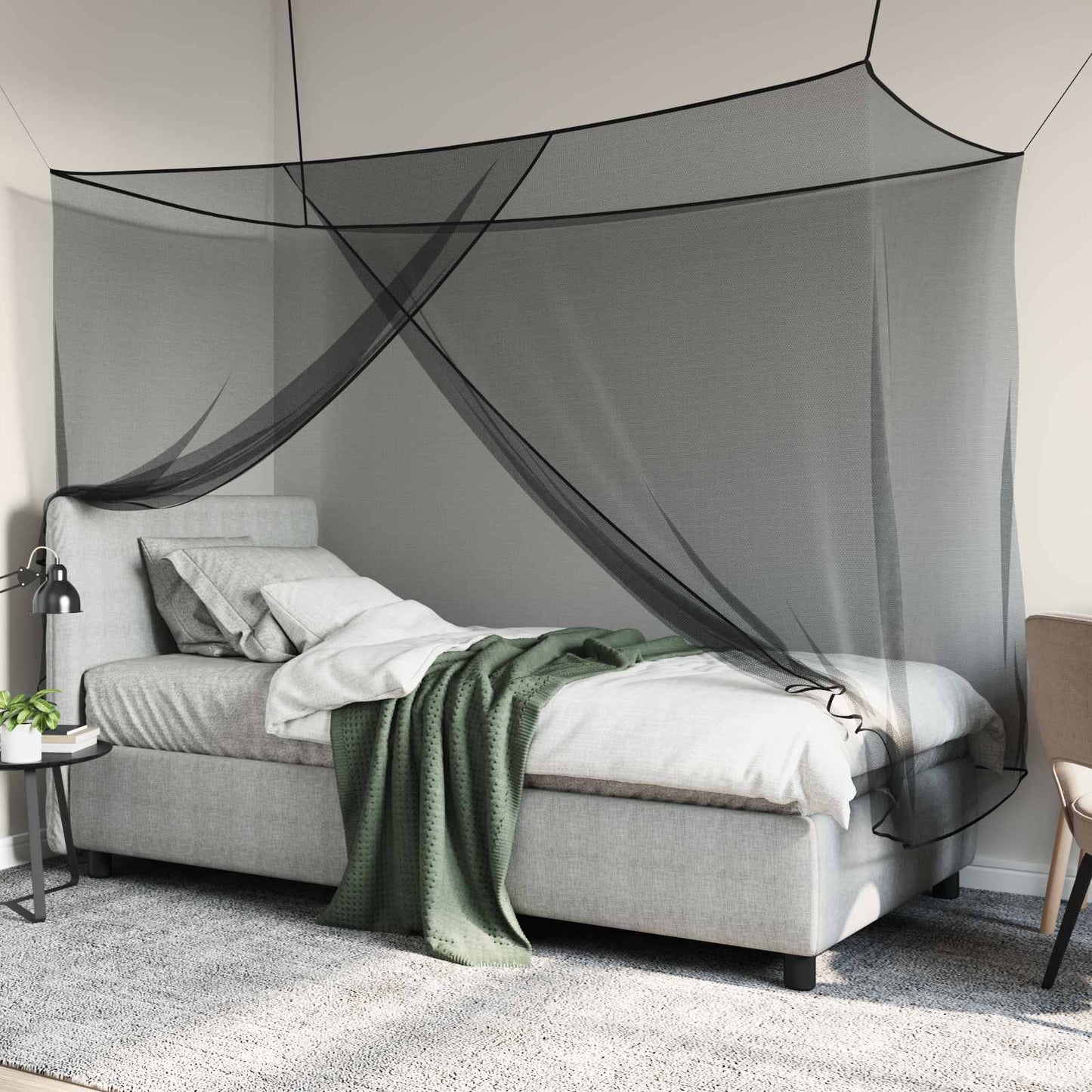 Mosquito Net Pro Postel 156 Síť 3 Ks Černá 220 X 120 X 150 Cm