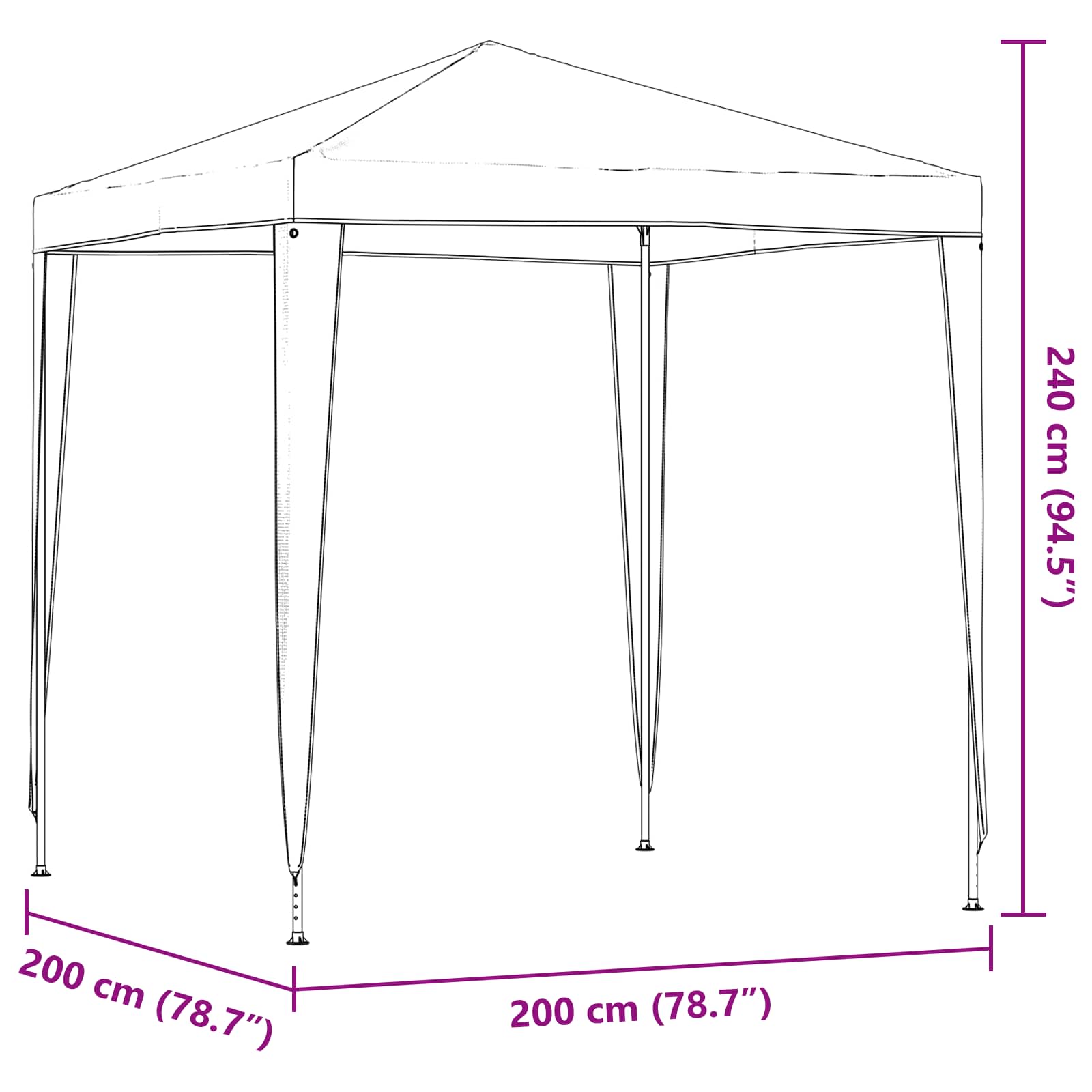 Party Stan 200 X 200 X 240 Cm Světle Šedá Pe A Ocel