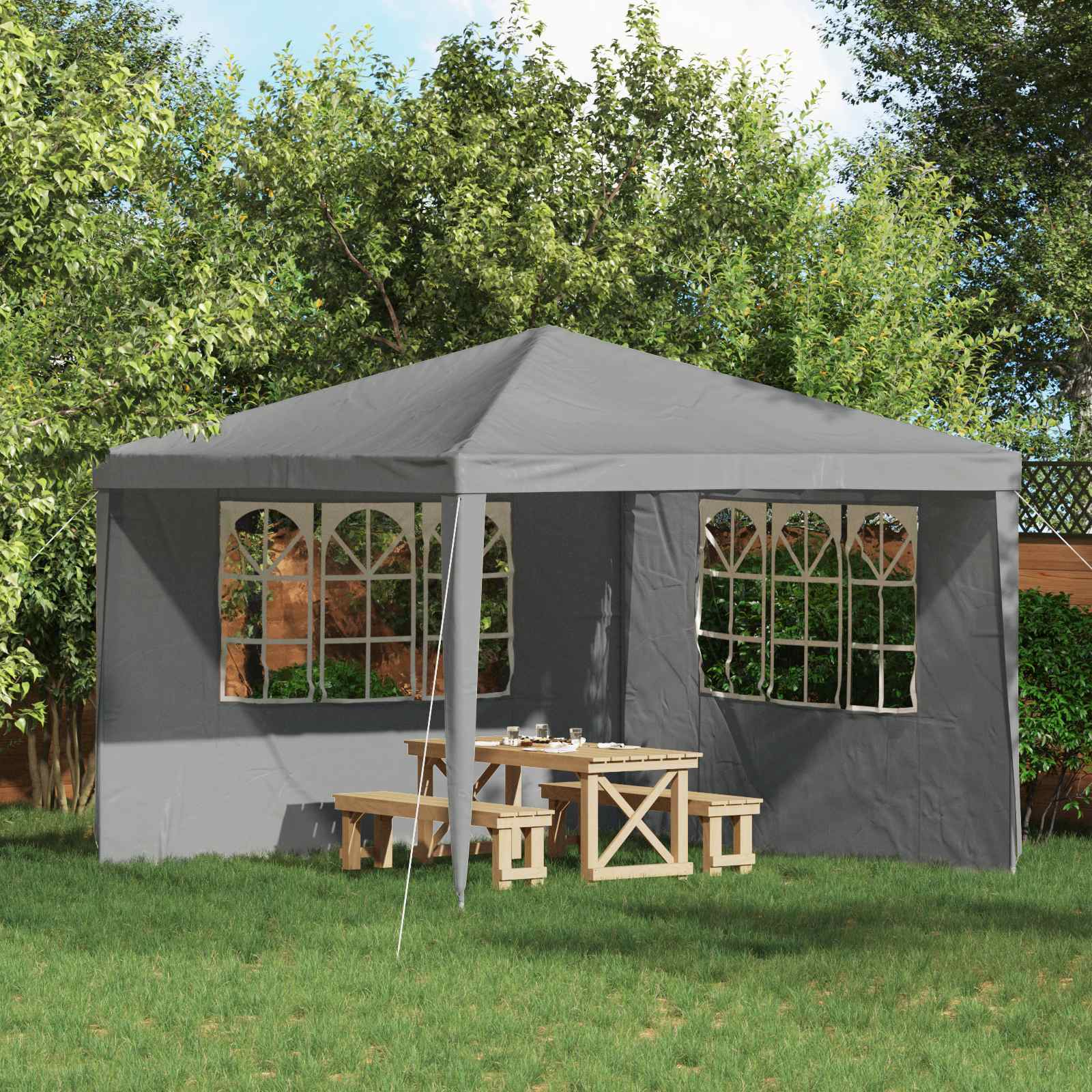 Boční Stěna Párty Stanu 2 Ks 300 X 195 Cm Světle Šedá Pe A Ocel