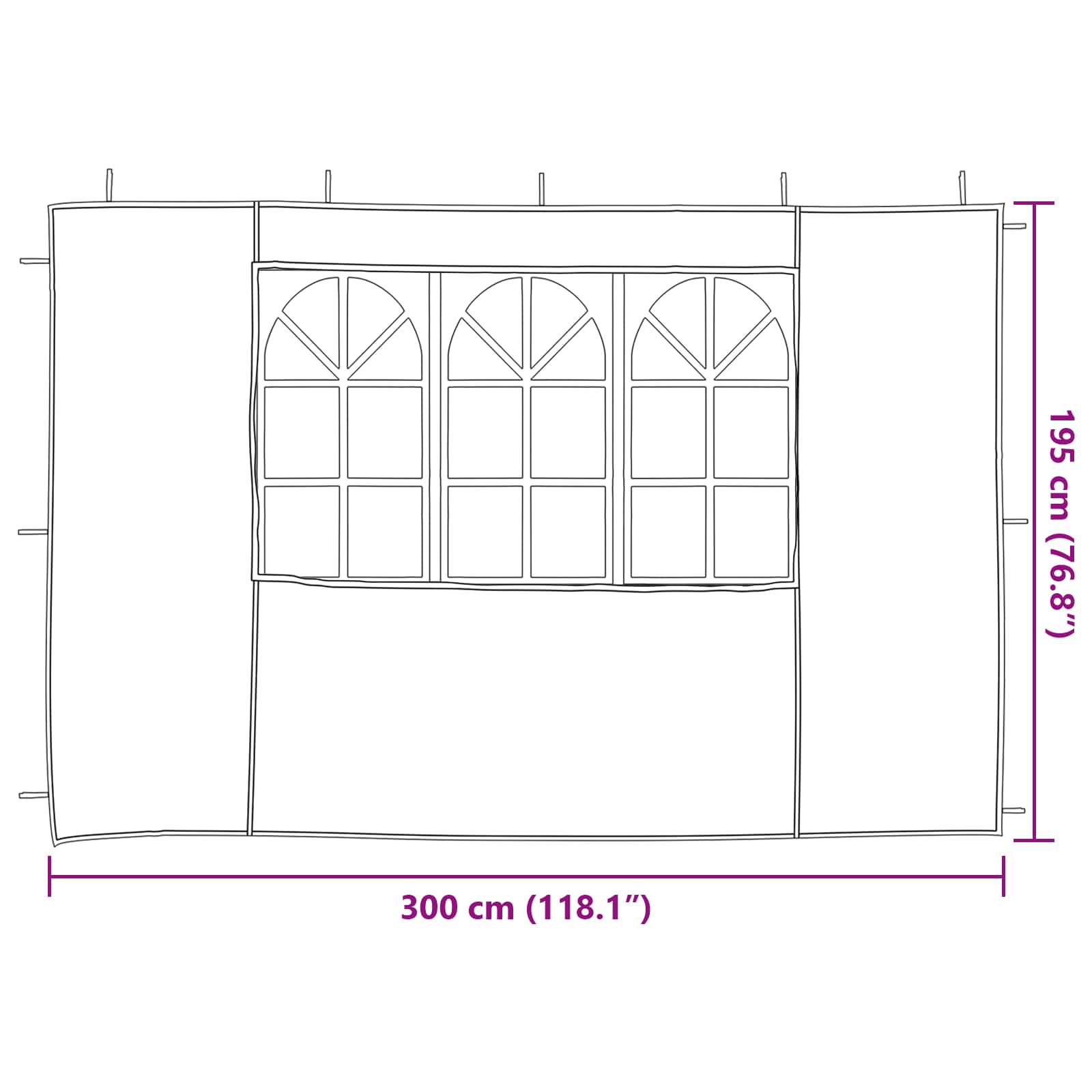 Boční Stěna Párty Stanu 2 Ks 300 X 195 Cm Světle Šedá Pe A Ocel