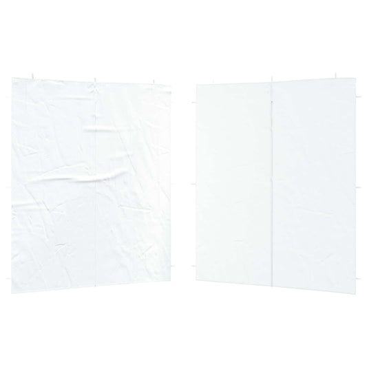 Boční Stěna Párty Stanu 2 Ks 200 X 195 Cm Bílá Pe A Ocel
