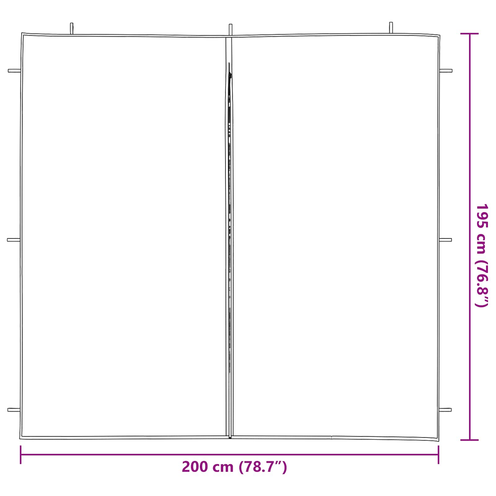 Boční Stěna Párty Stanu 2 Ks 200 X 195 Cm Bílá Pe A Ocel