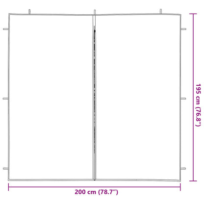 Boční Stěna Párty Stanu 2 Ks 200 X 195 Cm Bílá Pe A Ocel