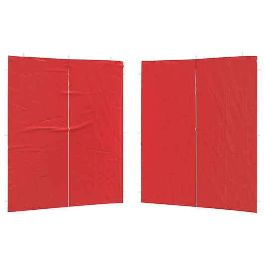Boční Stěna Párty Stanu 2 Ks 200 X 195 Cm Červená Pe A Ocel