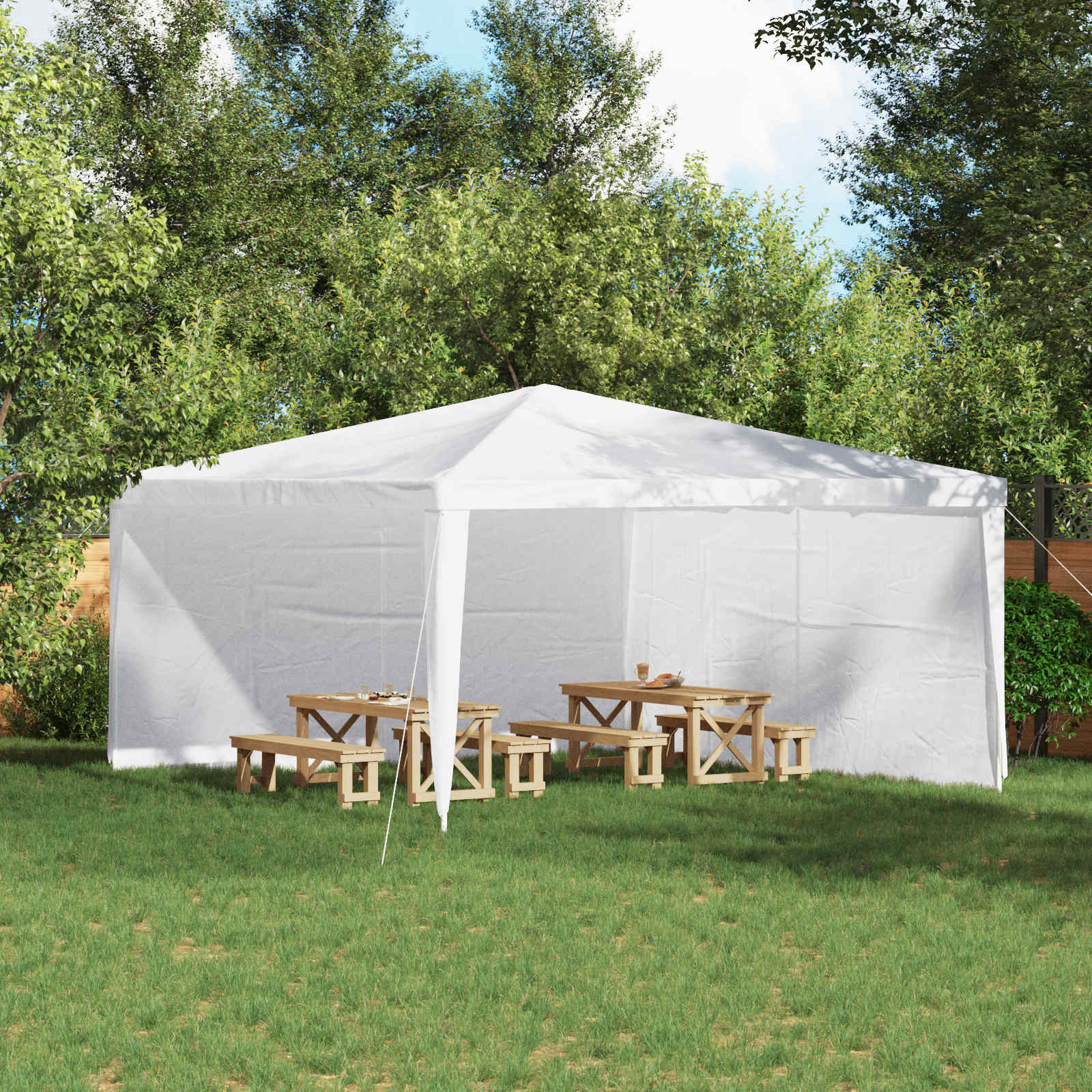 Boční Stěna Párty Stanu 2 Ks 400 X 195 Cm Bílá Pe A Ocel