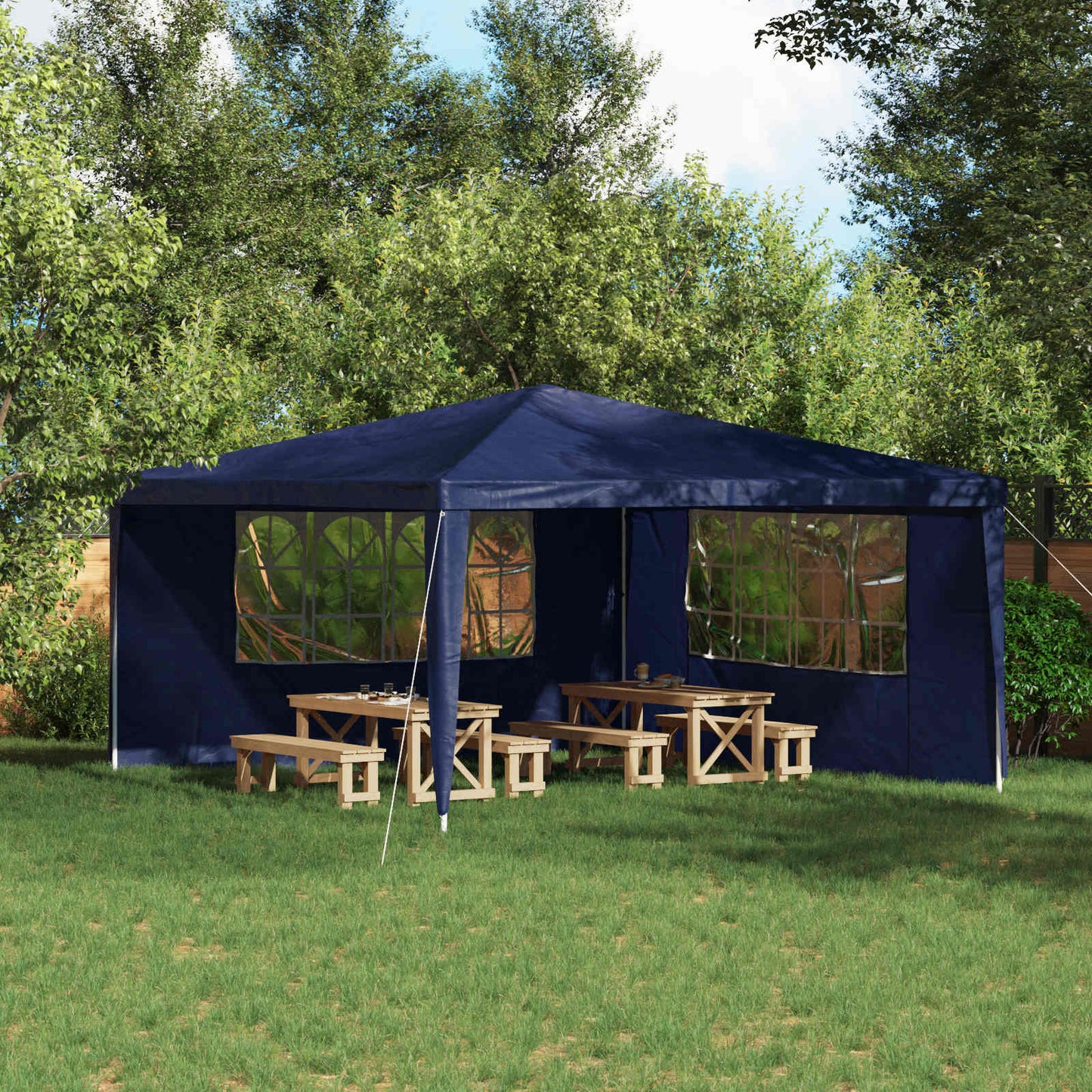 Boční Stěna Párty Stanu 2 Ks 400 X 195 Cm Modrá Pe A Ocel