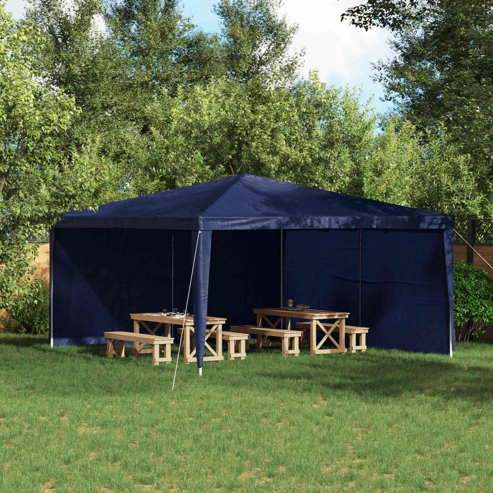 Boční Stěna Párty Stanu 2 Ks 400 X 195 Cm Modrá Pe A Ocel