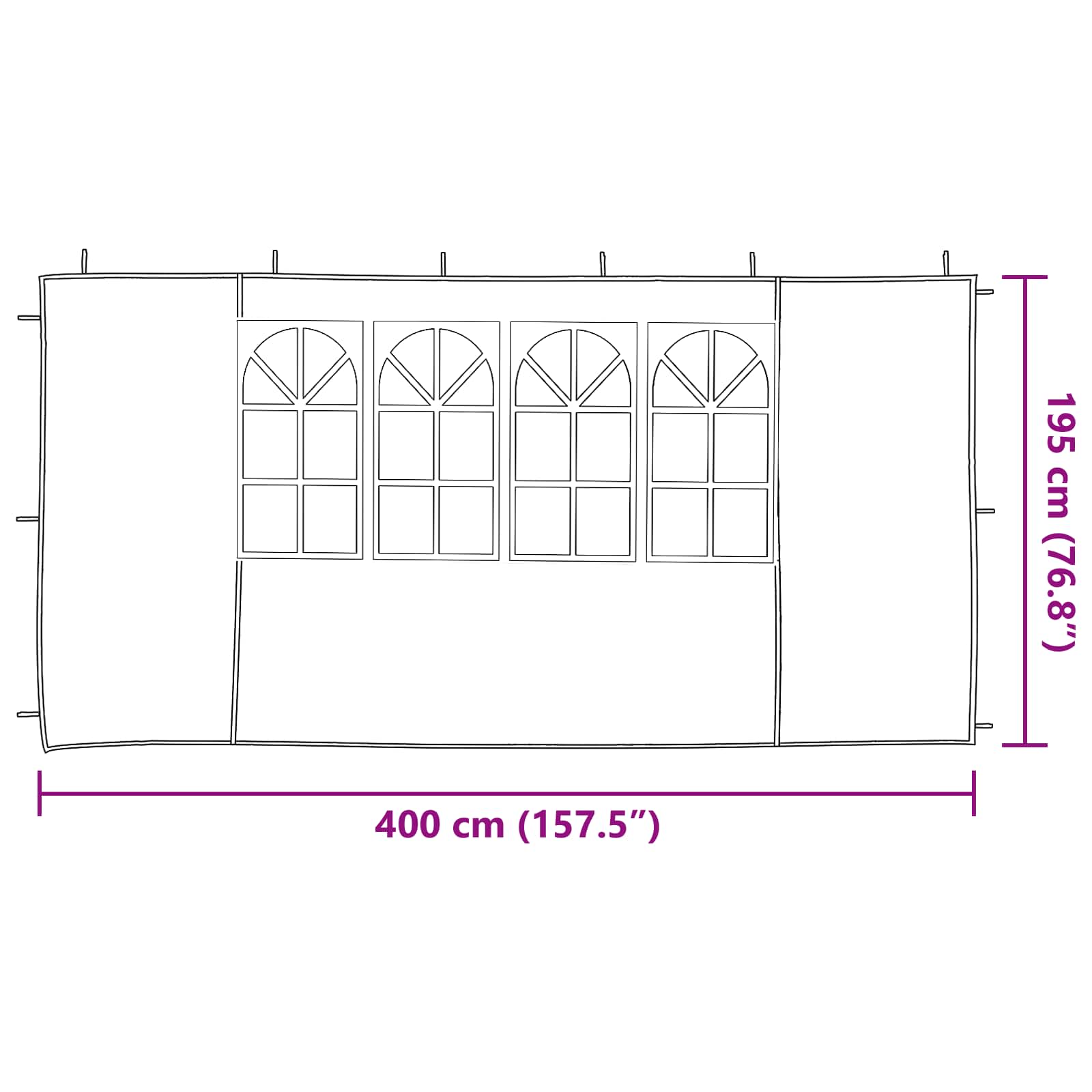 Boční Stěna Párty Stanu 2 Ks 400 X 195 Cm Antracitová Pe A Ocel