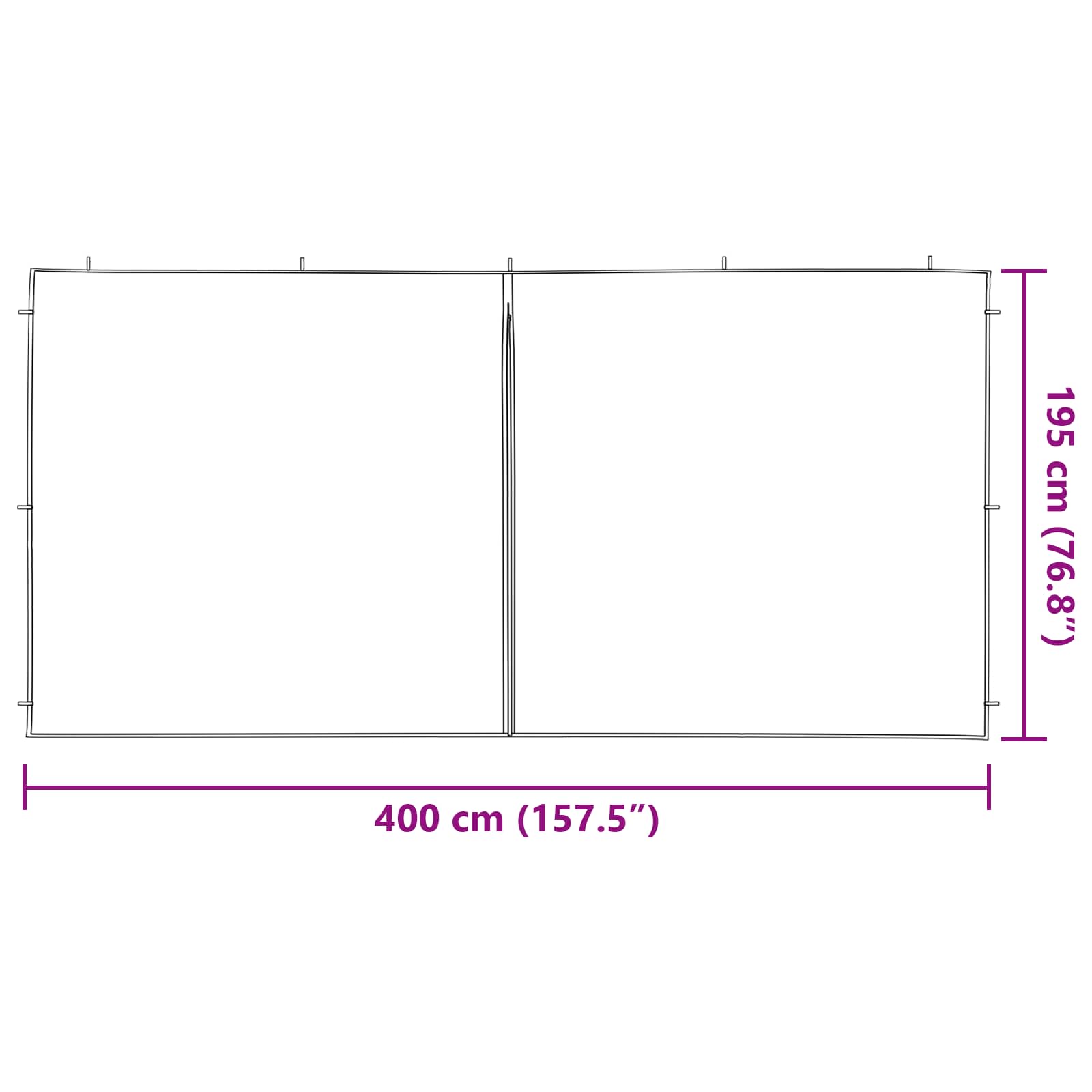 Boční Stěna Párty Stanu 2 Ks 400 X 195 Cm Antracitová Pe A Ocel