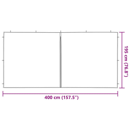Boční Stěna Párty Stanu 2 Ks 400 X 195 Cm Antracitová Pe A Ocel