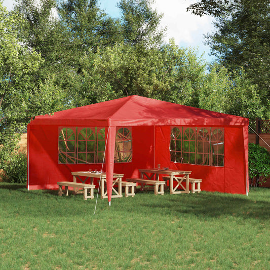 Boční Stěna Párty Stanu 2 Ks 400 X 195 Cm Červená Pe A Ocel