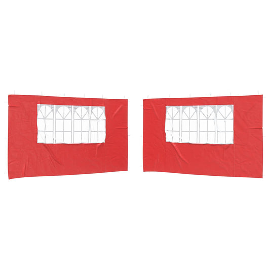 Boční Stěna Párty Stanu 2 Ks 400 X 195 Cm Červená Pe A Ocel