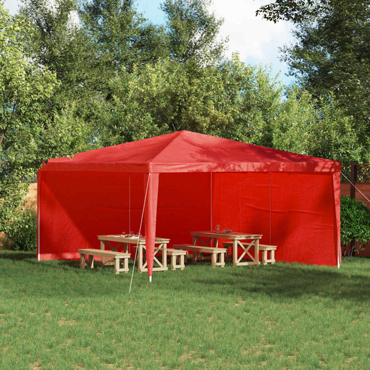 Boční Stěna Párty Stanu 2 Ks 400 X 195 Cm Červená Pe A Ocel