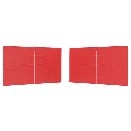 Boční Stěna Párty Stanu 2 Ks 400 X 195 Cm Červená Pe A Ocel